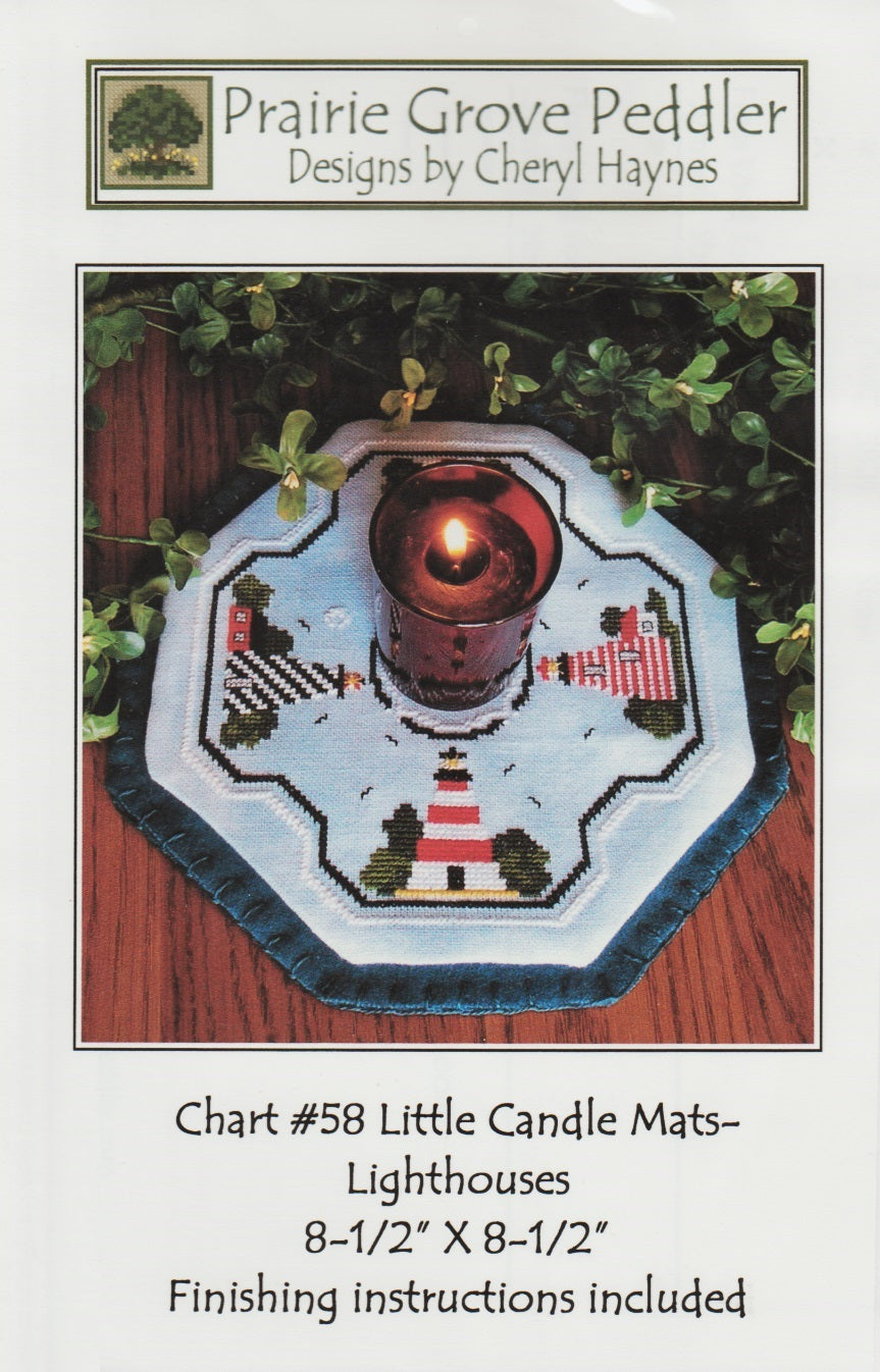 Prairie Grove Peddler Little Candle Mats Lighthouses beach cross stitch pattern