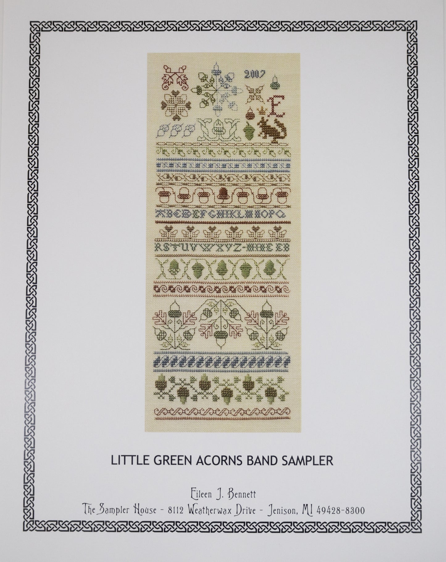 Sampler House Little Green Acorns Band Sampler cross stitch pattern