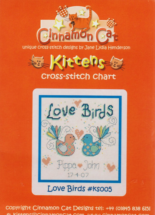 Cinnamon Cat Love Birds KS005 cross stitch pattern