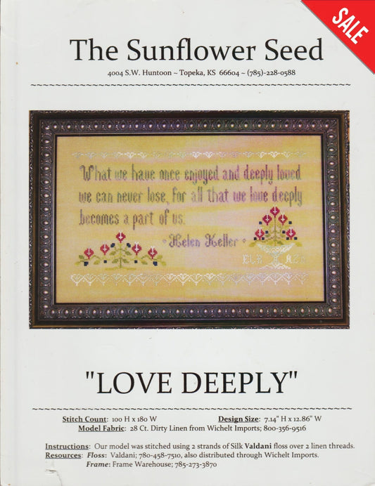 The Sunflower Seed Love Deeply cross stitch pattern
