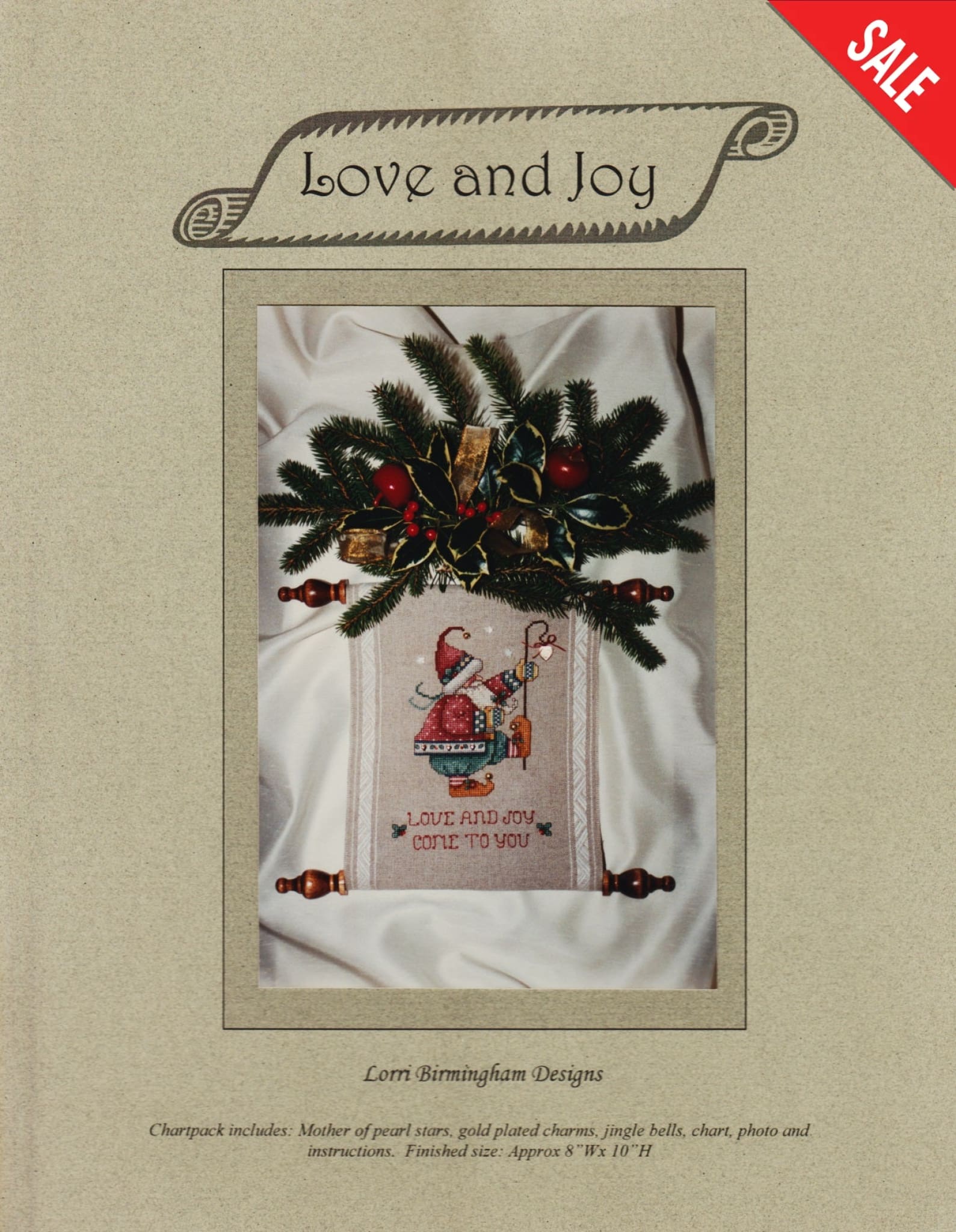 Lorri Birmingham Love and Joy 221-02 christmas banner cross stitch pattern