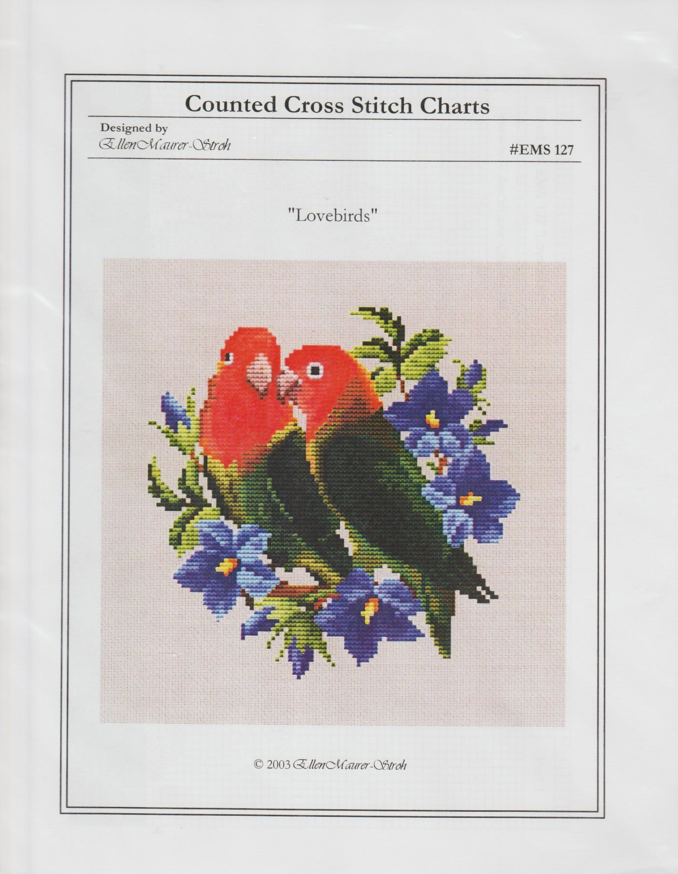 Ellen Maurer-Stroh Lovebirds EMS127 cross stitch pattern