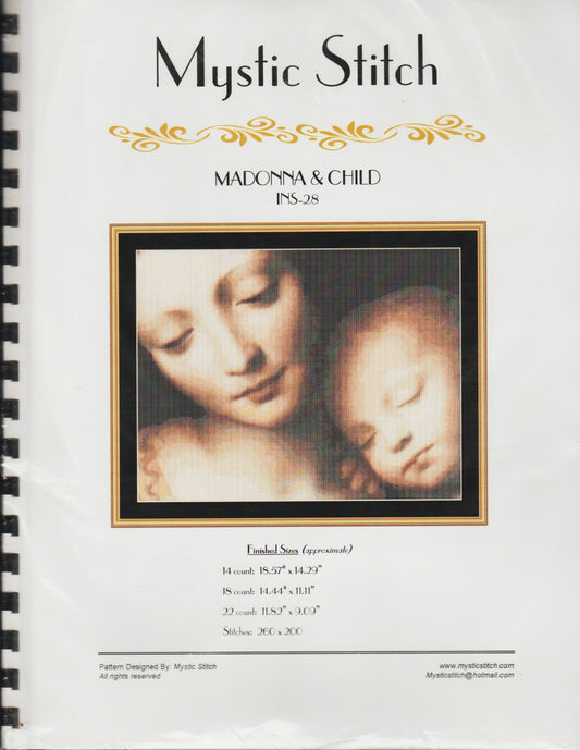 Mystic Stitch Madonna & Child INS-28 religious cross stitch pattern