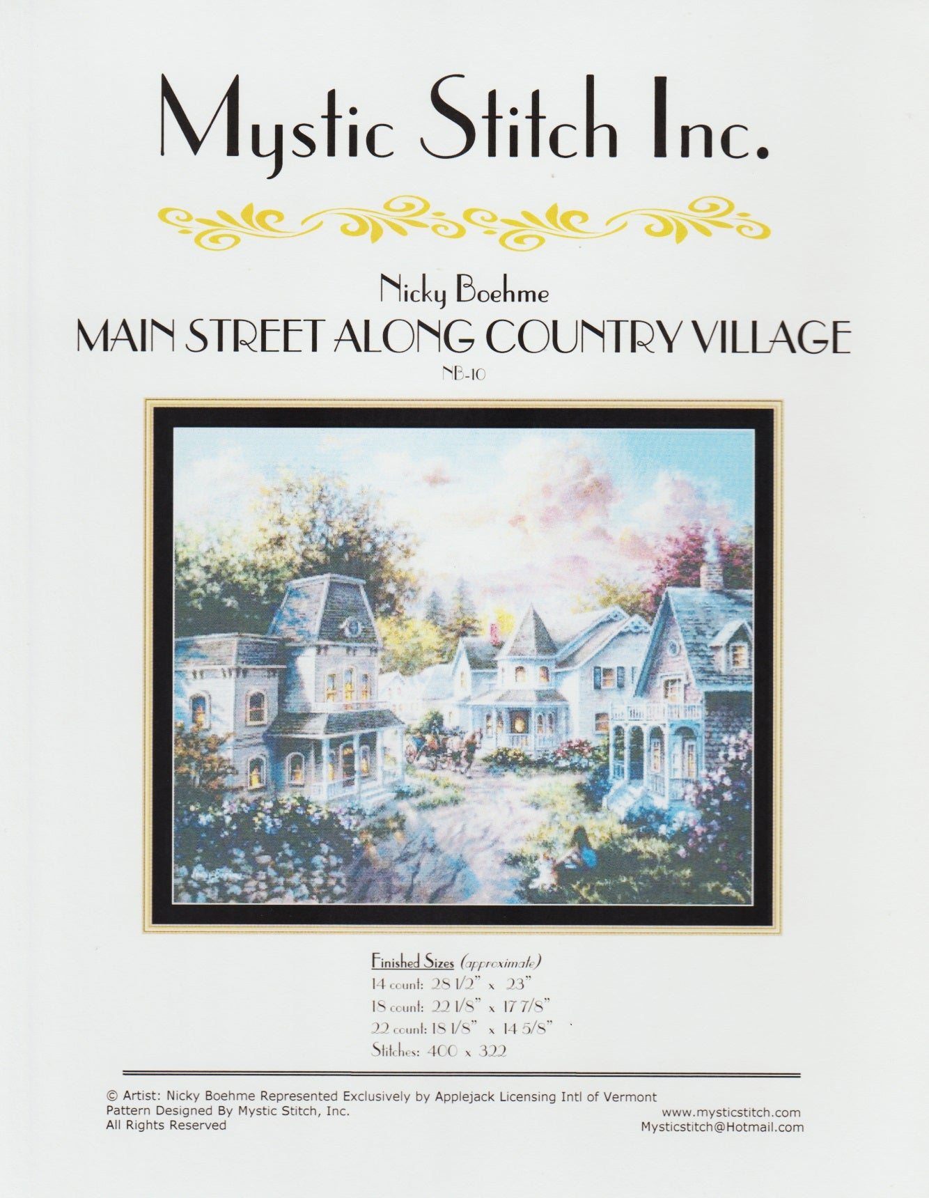 Mystic Stitch Main Street Along Country Village NB-10 cross stitch pattern