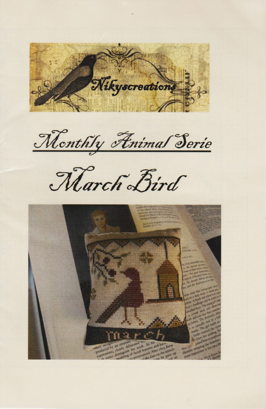 Nikyscreations March Bird cross stitch pattern