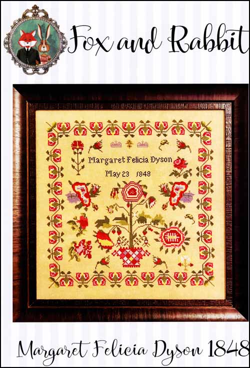 Fox and Rabbit Margaret Felicia Dyson 1848 cross stitch sampler pattern