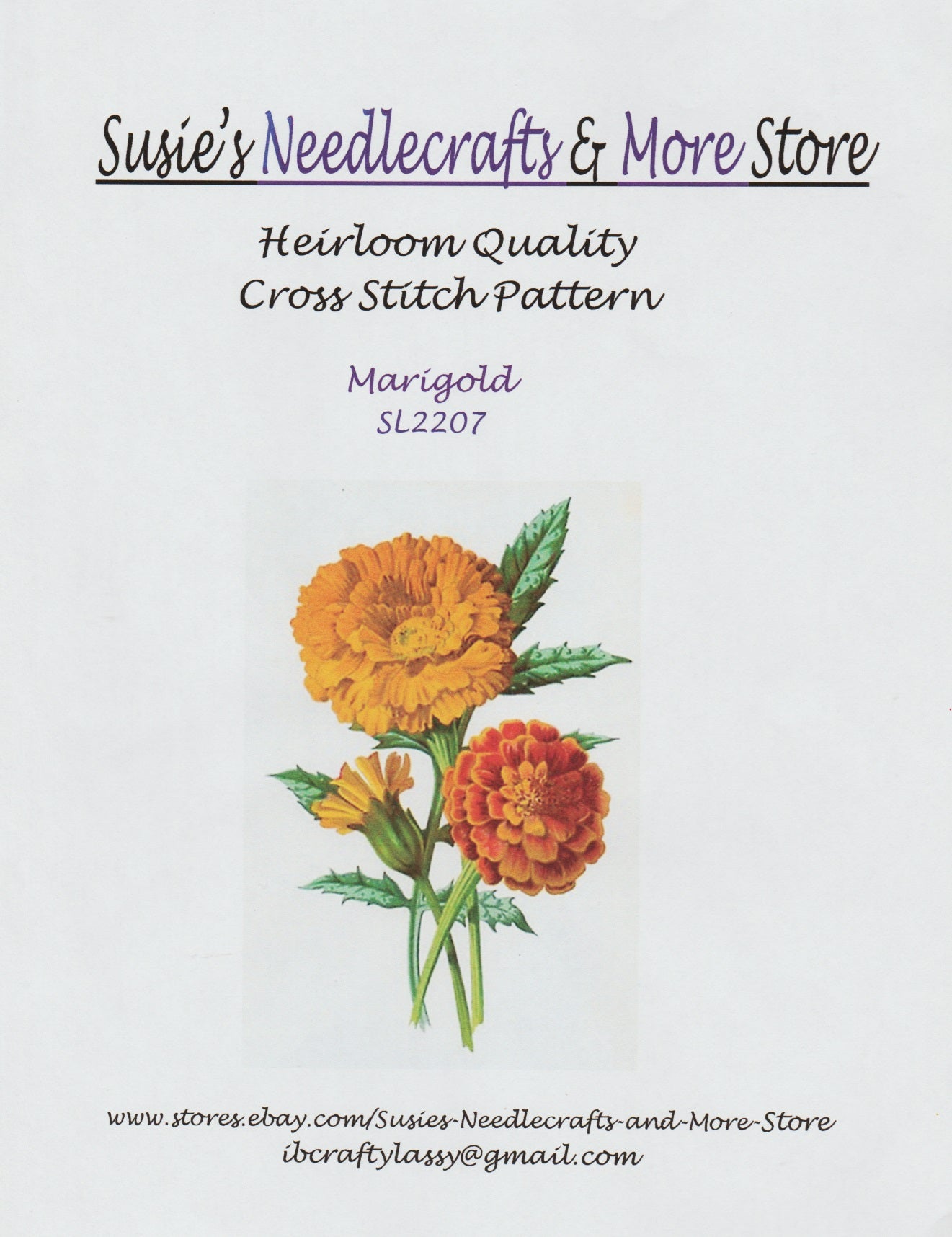 Susie's Needlecraft Marigold SL2207 cross stitch pattern