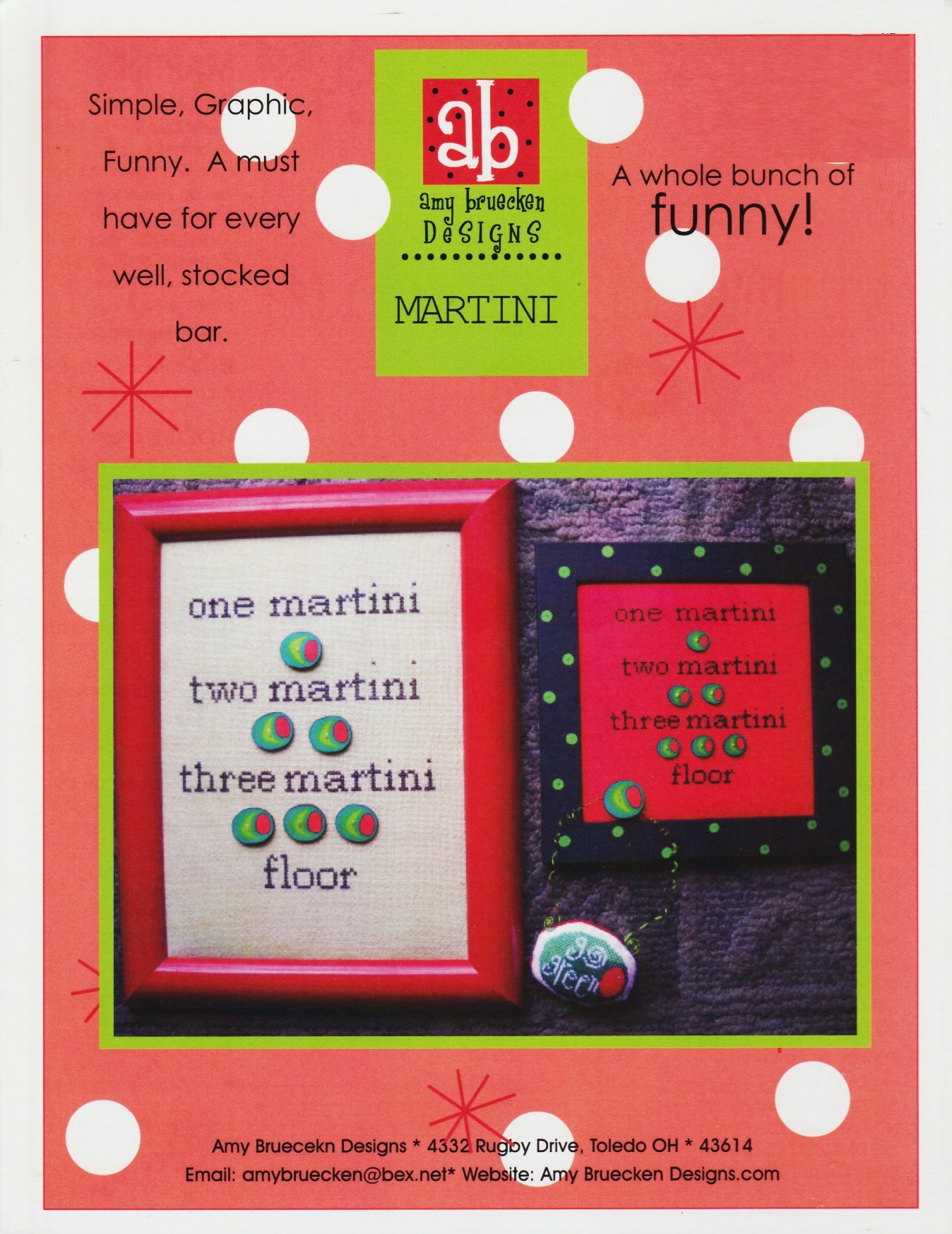 Amy Brueken Martini cross stitch pattern