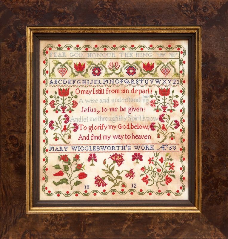 Hands Across The Sea Mary Wigglesworth 1812 cross stitch reproduction sampler pattern
