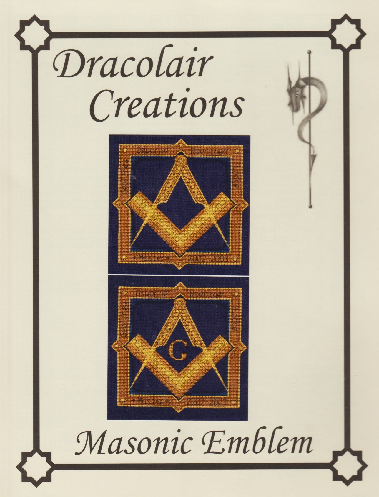 Dracolair Creations Masonic Emblem cross stitch pattern