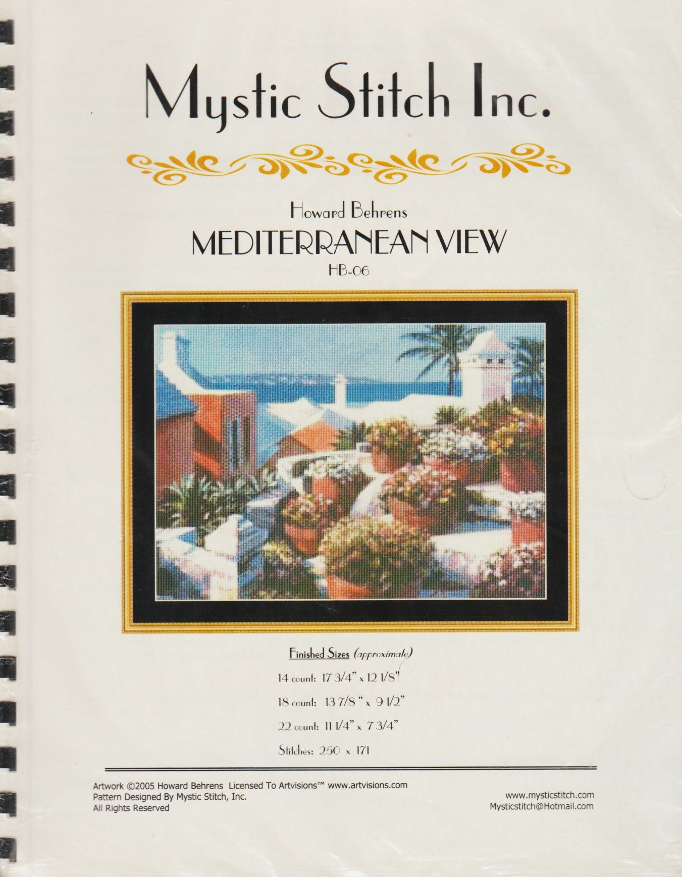 Mystic Stitch Mediterranean View HB-06 cross stitch pattern