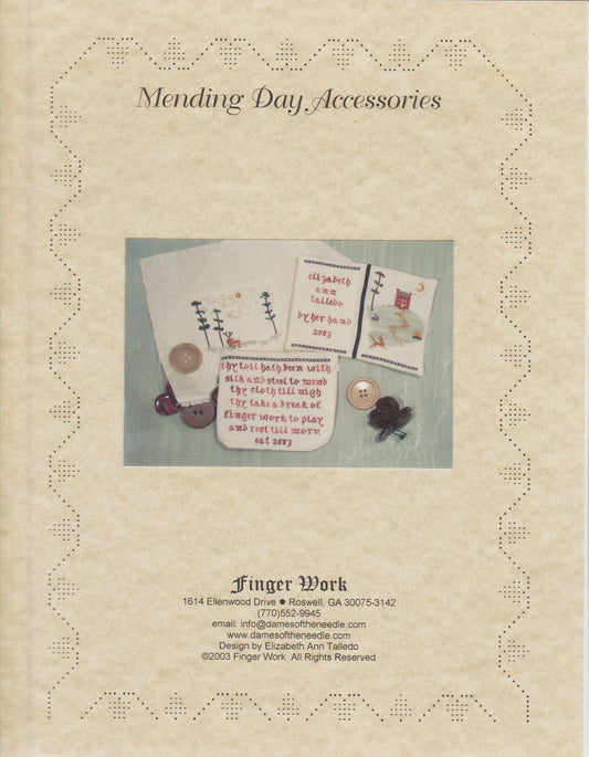 Finger Work Mending Day Accessories cross stitch pattern