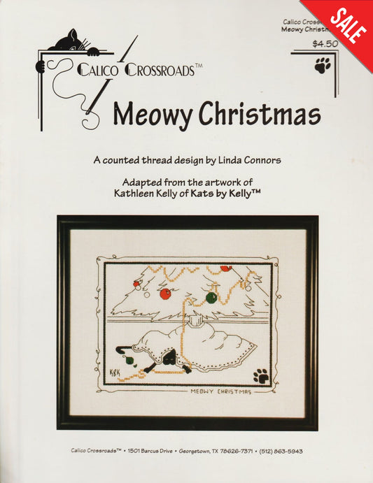 Calico Crossroads Meowy Christmas cat cross stitch pattern