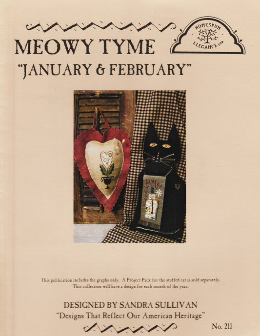 Homespun Elegance Meowy Tyme January & February cross stitch pattern