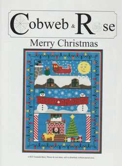 Cobweb & Rose Merry Christmas cross stitch pattern