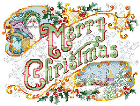 Kooler Design Merry Christmas Picture cross stitch pattern