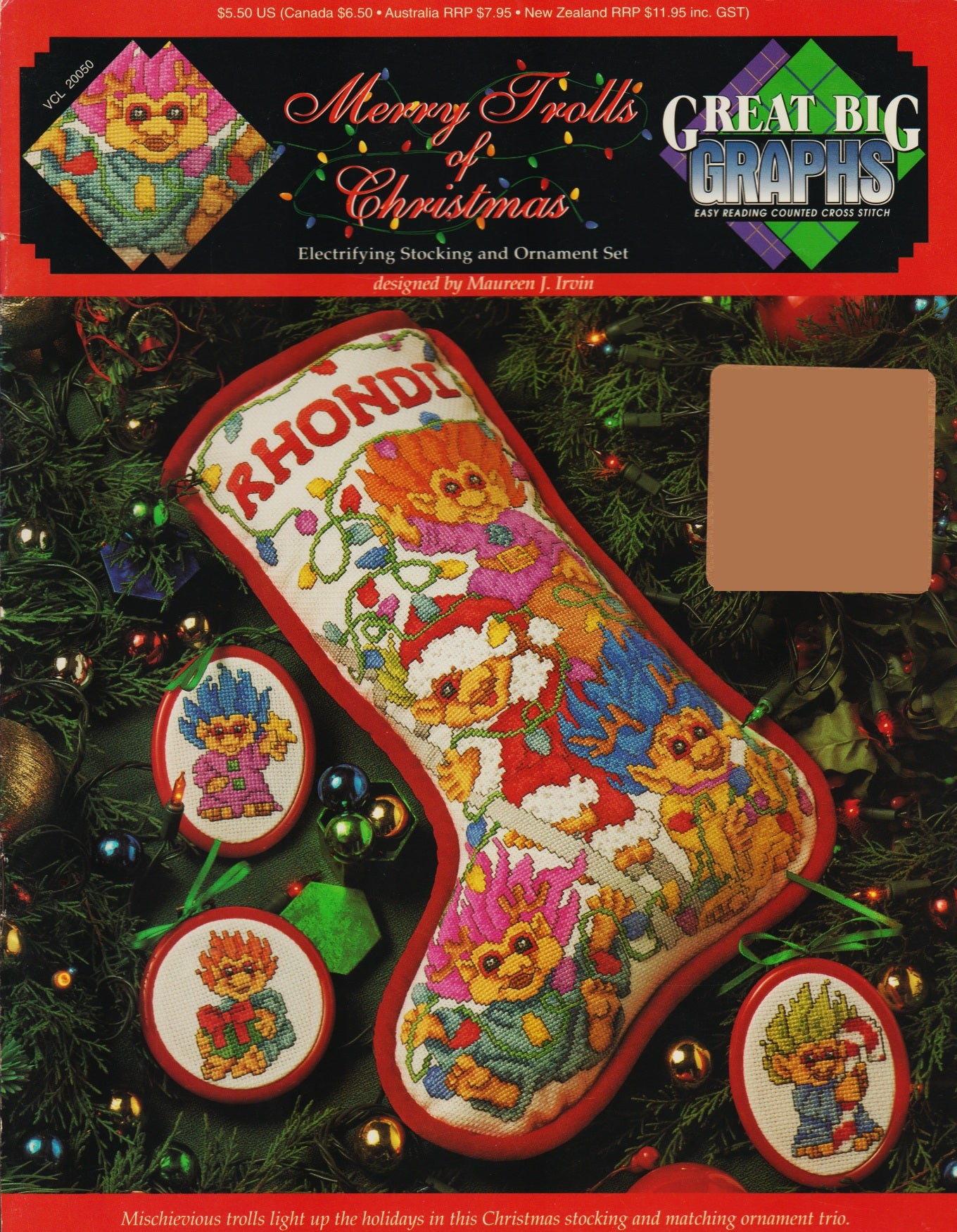 Great Big Graphs Merry Trolls of Christmas VCL-20050 christmas cross stitch stocking ornaments pattern