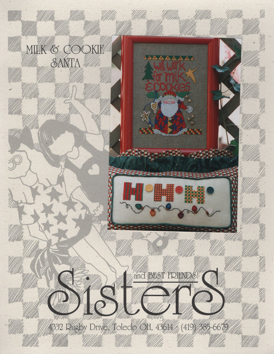Sisters & Best Friends Milk & Cookie Santa Christmas cross stitch pattern