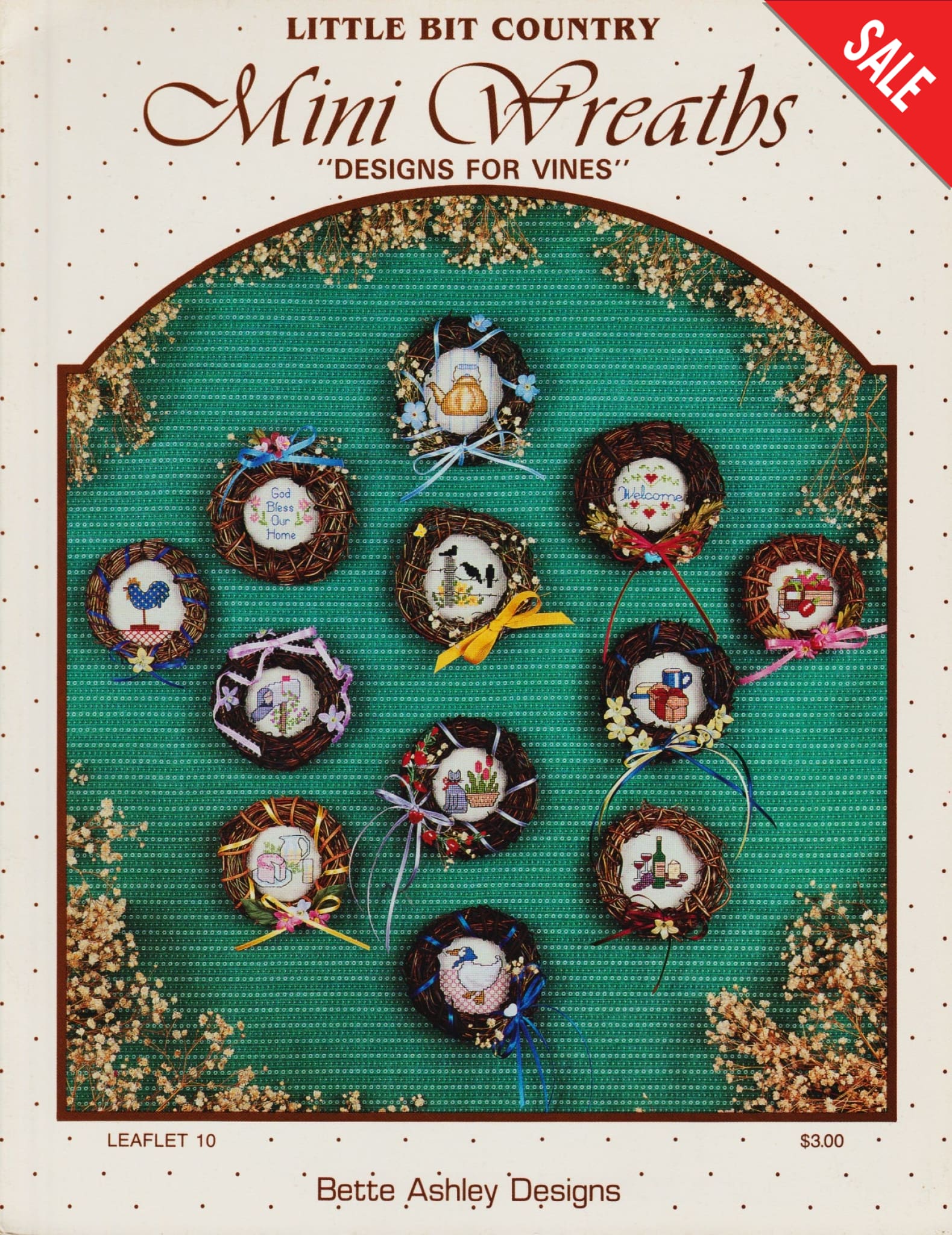 Bette Ashley Designs Mini Wreaths Little Bit Country 10 cross stitch pattern