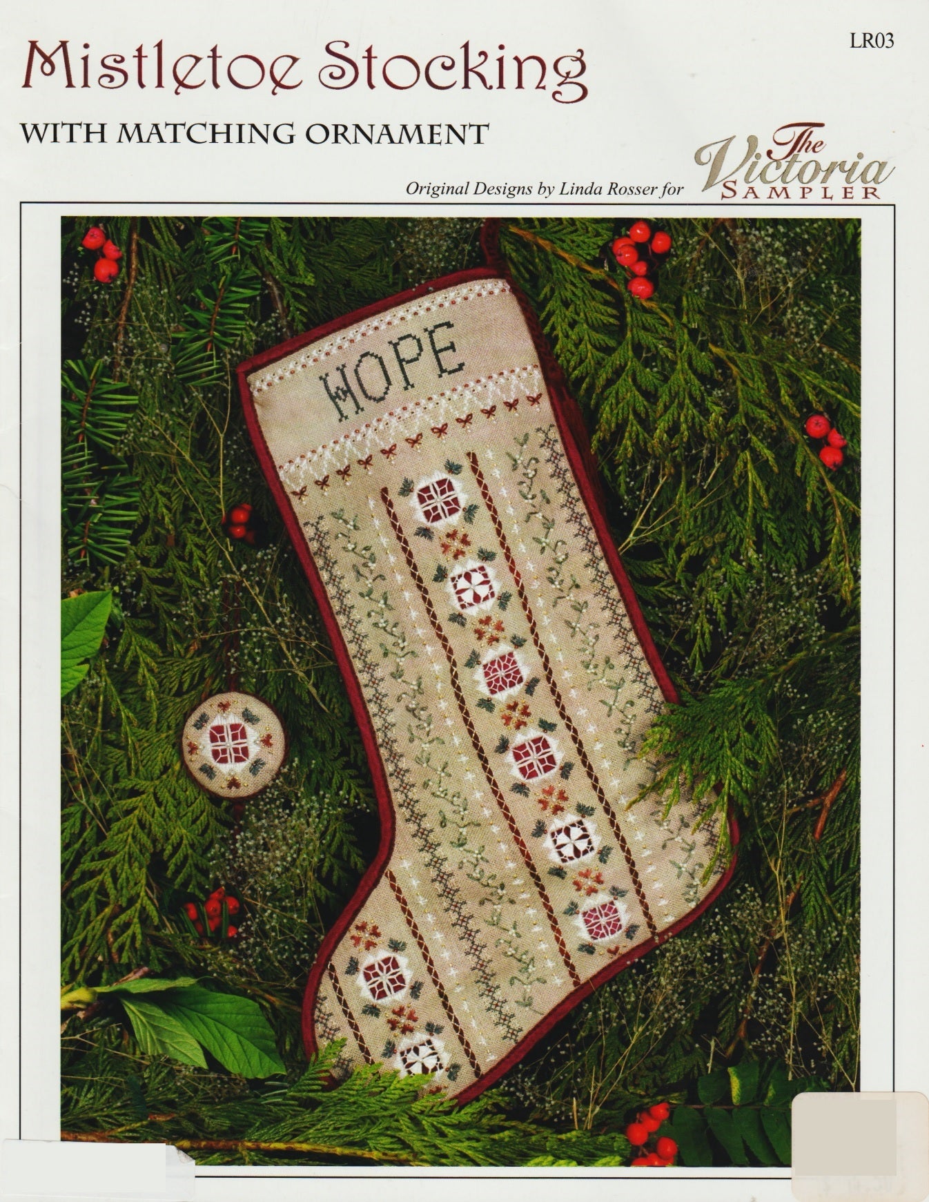 Victoria Sampler Mistletoe Stocking LR03 christmas stocking cross stitch pattern