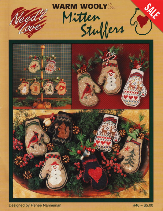 Need'l Love Mitten Stuffers 46 christmas ornaments cross stitch pattern