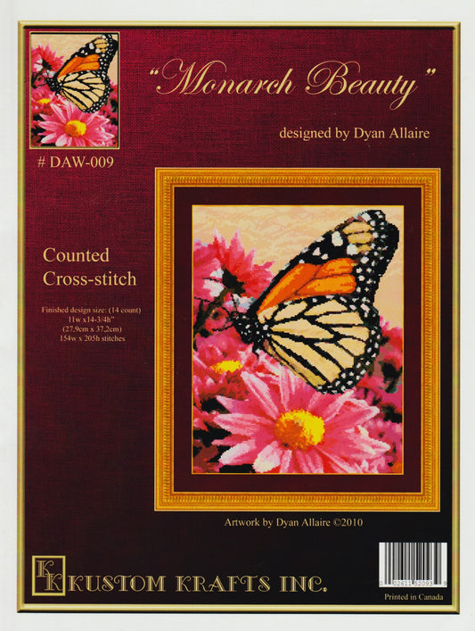 Kustom Krafts Monarch Beauty DAW-009 butterfly cross stitch pattern