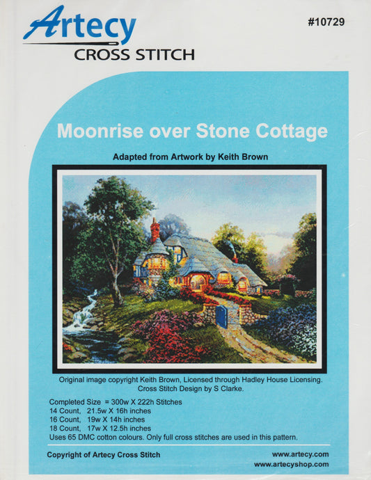 Artecy Moonrise Over Stone Cottage 10729 cross stitch pattern