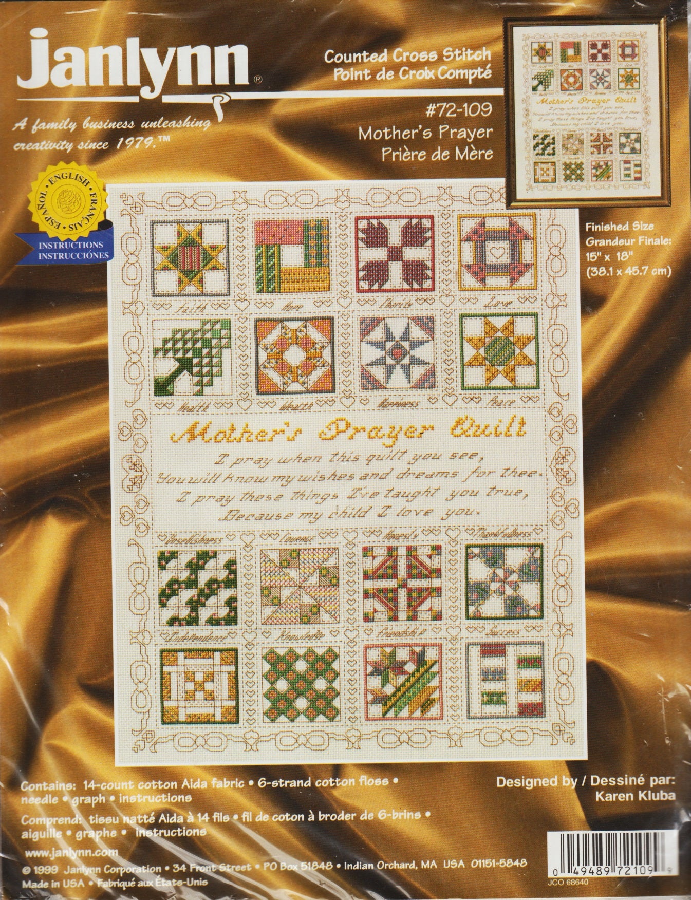 JanLynn Mother's Prayer 72-109 cross stitch kit