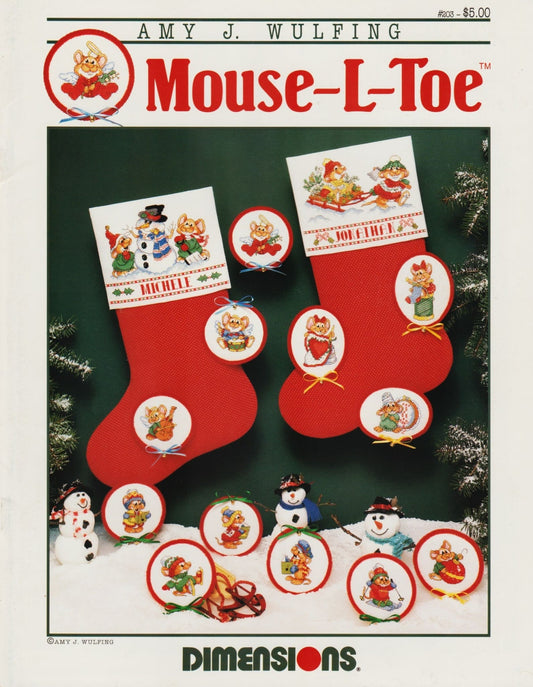 Dimensions Mouse-L-Toe 203 christmas stockings ornaments cross stitch pattern