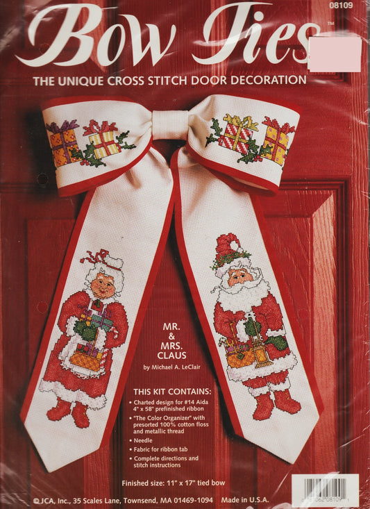 JCA Inc Mr. & Mrs. Claus 08109 christmas bowtie cross stitch kit