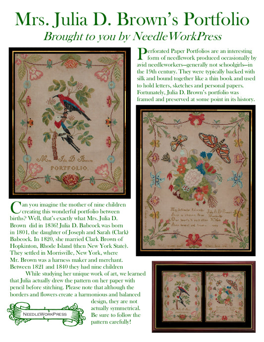 NeedleWorkPress Mrs. Julia D. Brown's Portfolio cross stitch pattern