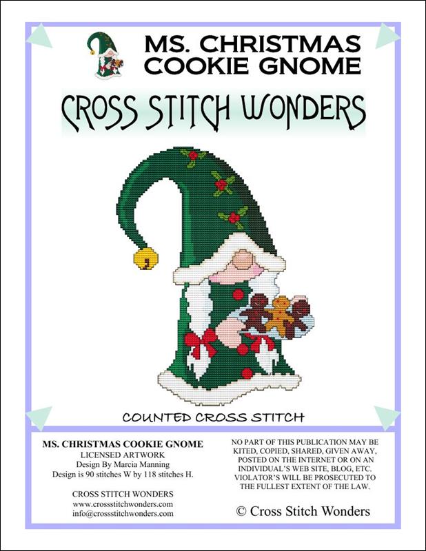 Cross Stitch Wonders Ms. Christmas Cookie Gnome cross stitch pattern