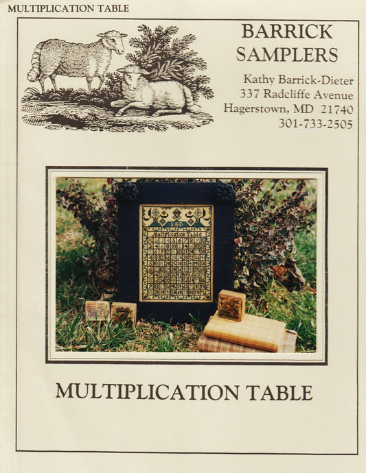 Barrick Samplers Multiplication Table cross stitch pattern