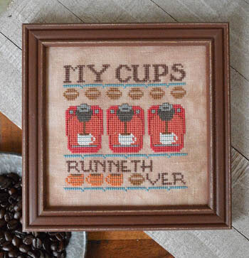 Hands On Design My Cups Runneth Over HD-130 coffee cross stitch pattern