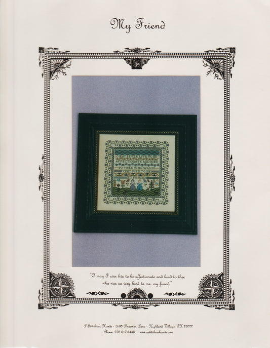 A Stitcher's Hands My Friend cross stitch sampler pattern