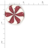 Just Another Button Company Peppermint Swirl, NH1067 clay flat 2-hole cross stitch button