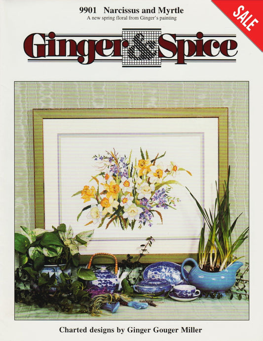 Ginger & Spice Narcissus and Myrtle 9901 flowers cross stitch pattern