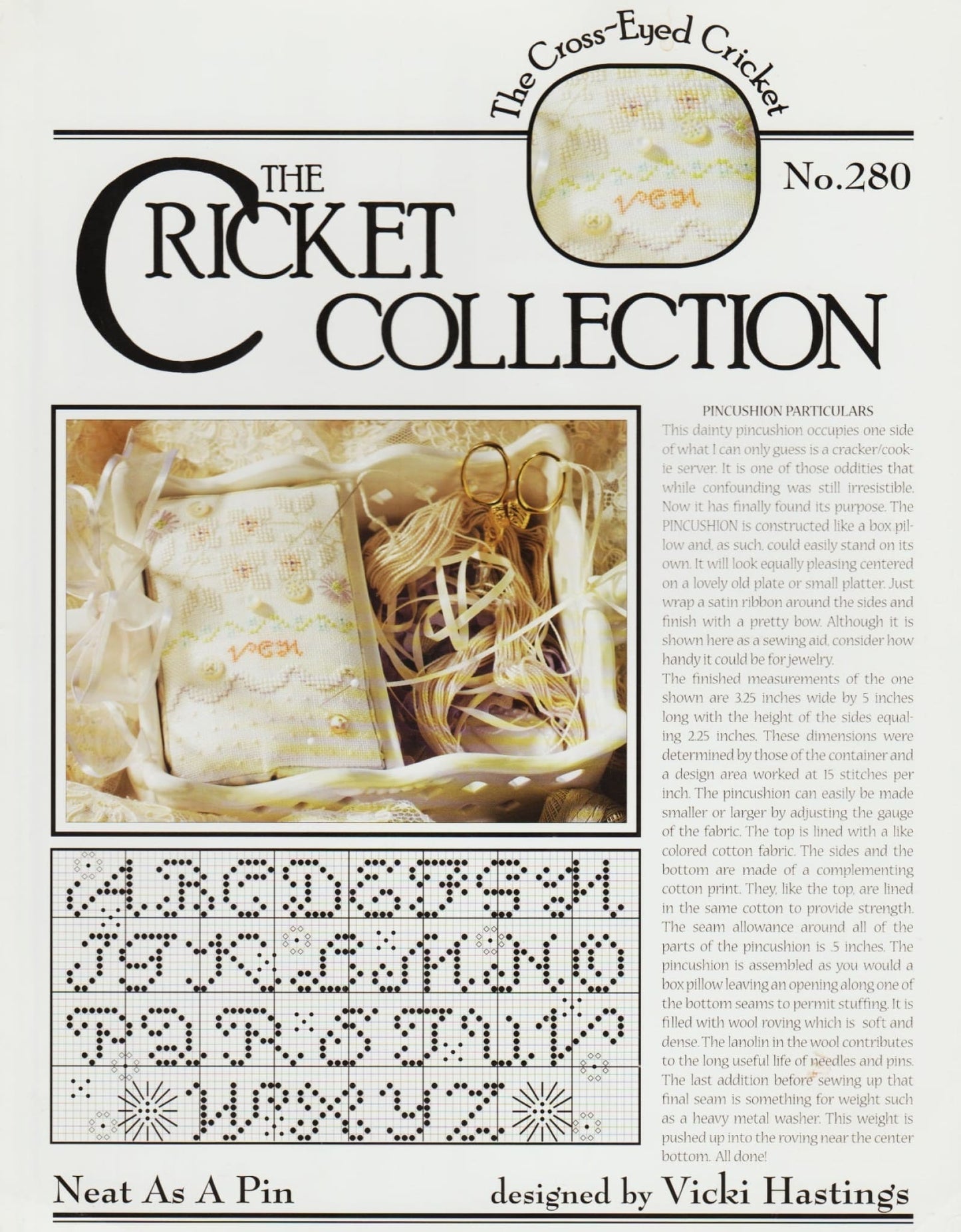 Cricket Neat As A Pin 280 cross stitch pattern