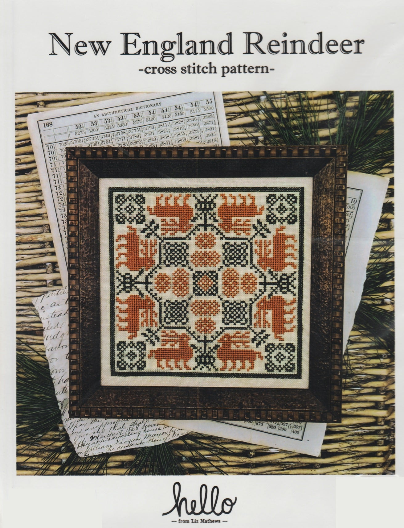 Hello by Liz Mathews New England Reindeer christmas cross stitch pattern