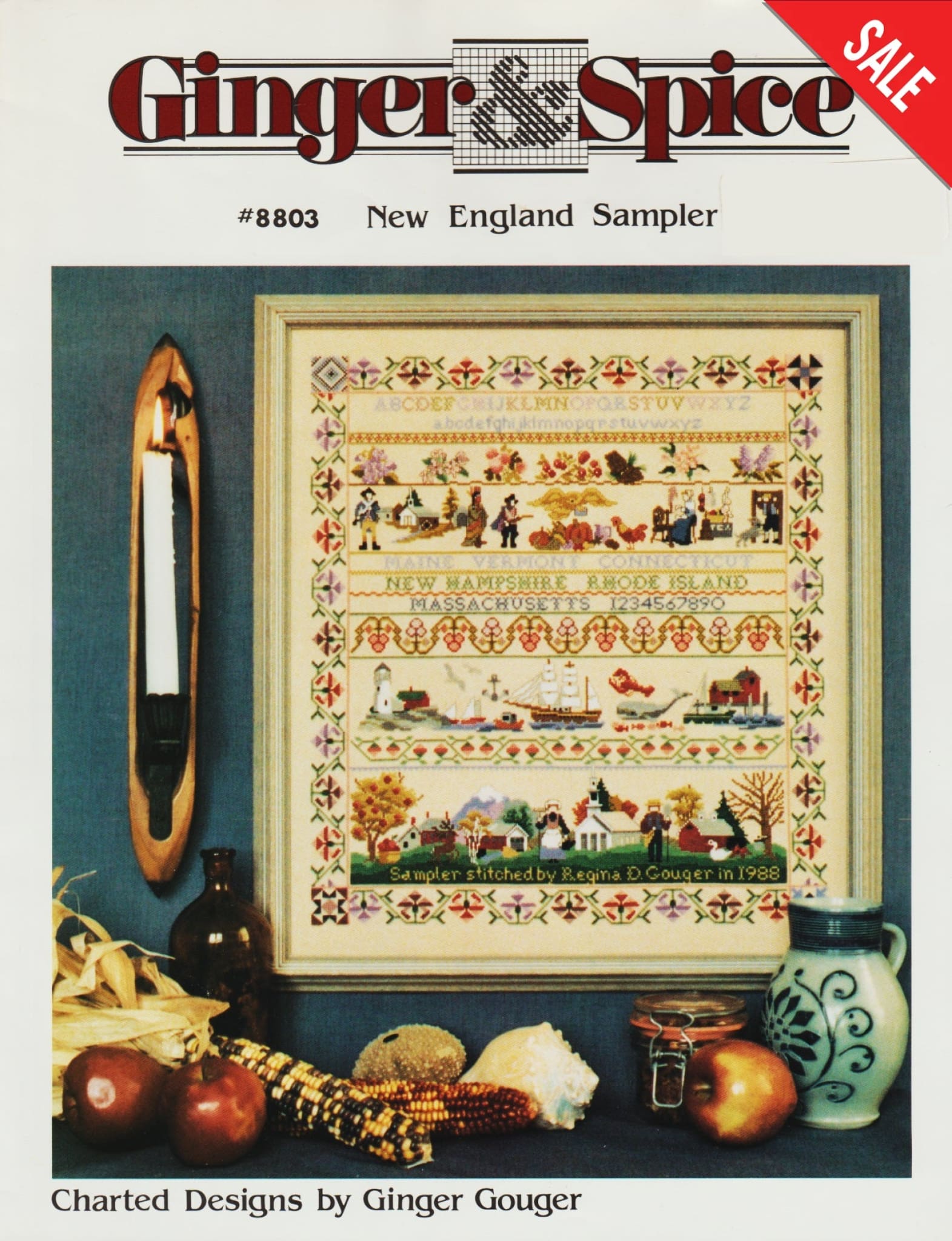 Ginger & Spice New England Sampler 8803 cross stitch pattern