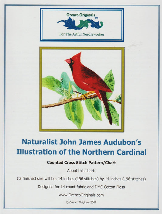 Orenco Originals Northern Cardinal cross stitch pattern