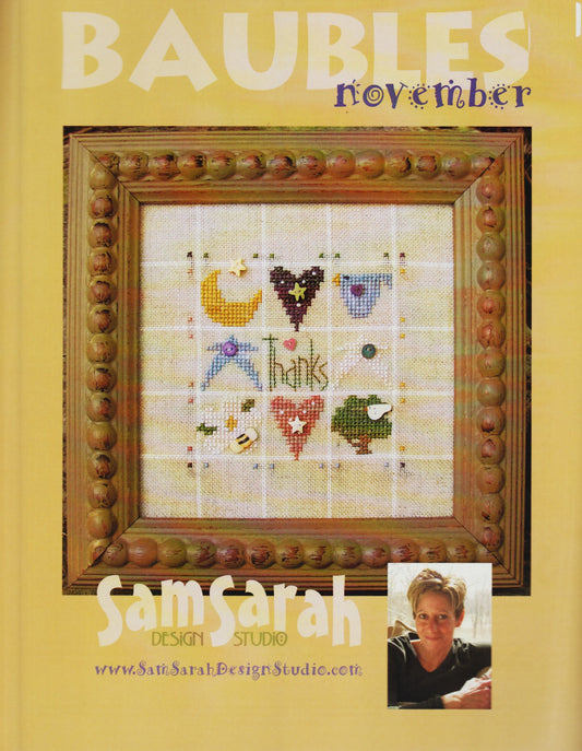 Sam Sarah November Baubles cross stitch pattern