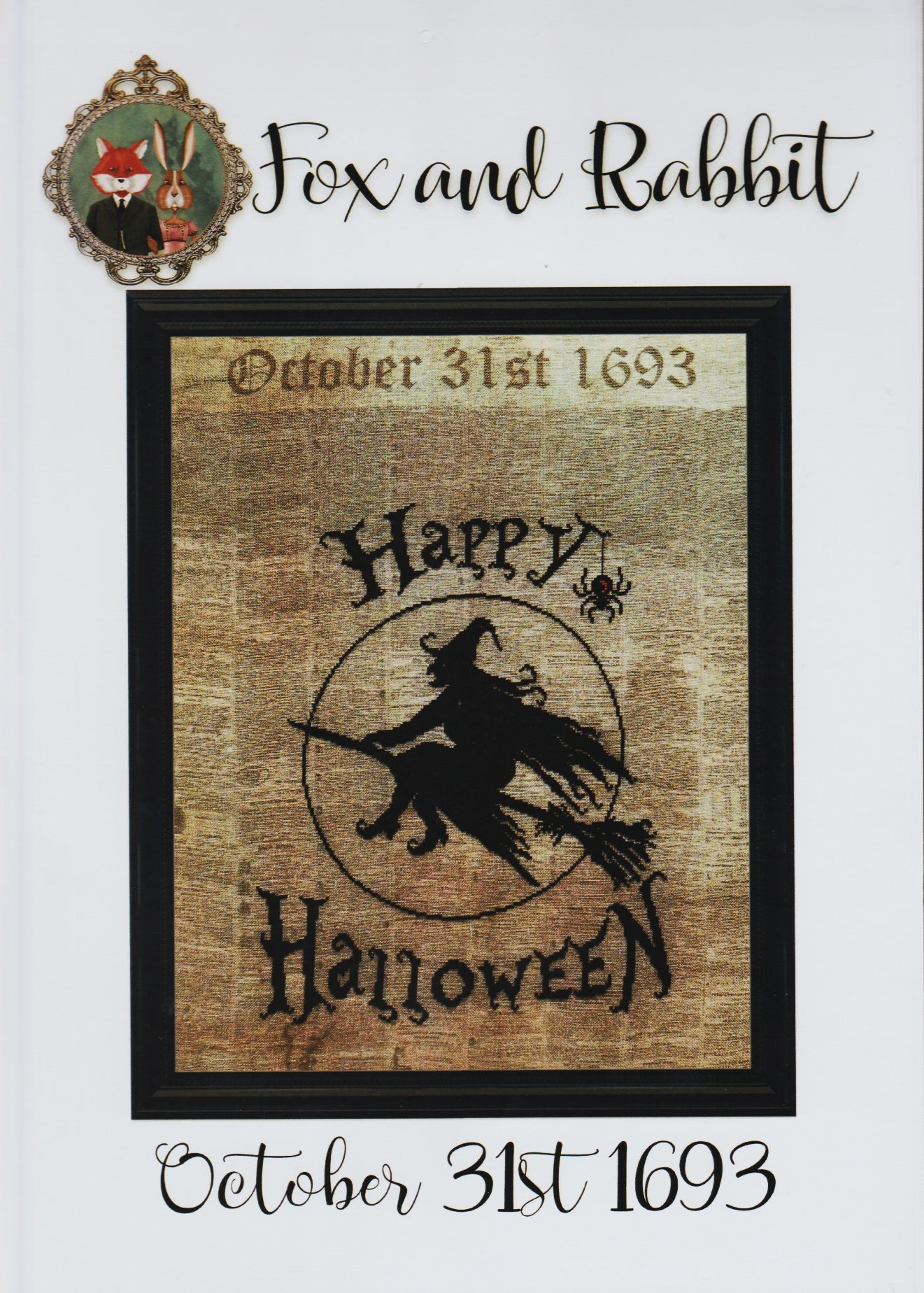 Fox and Rabbit October 31st 1693 halloween witch cross stitch pattern