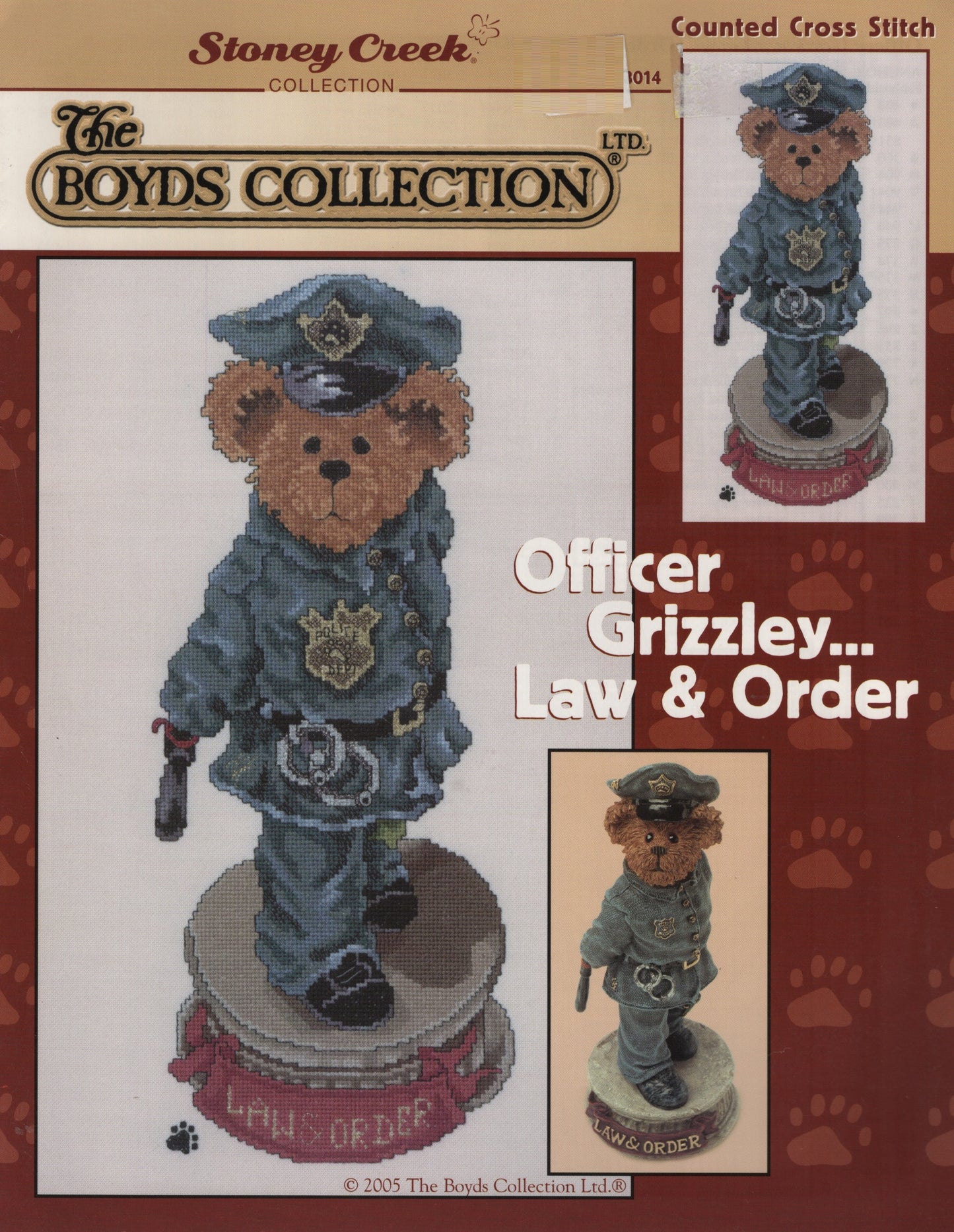 Stoney Creek Boyds Bears Officer Grizzley.. Law & Order BB014 cross stitch pattern