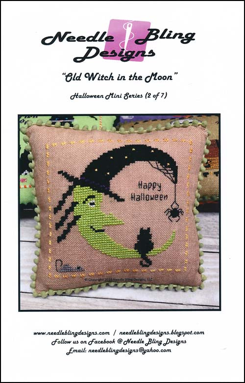 Needle Bling Designs Old Witch in the Moon NBD-136 cross stitch pattern