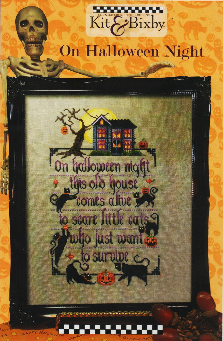 Kit & Bixby On Halloween Night cross stitch pattern