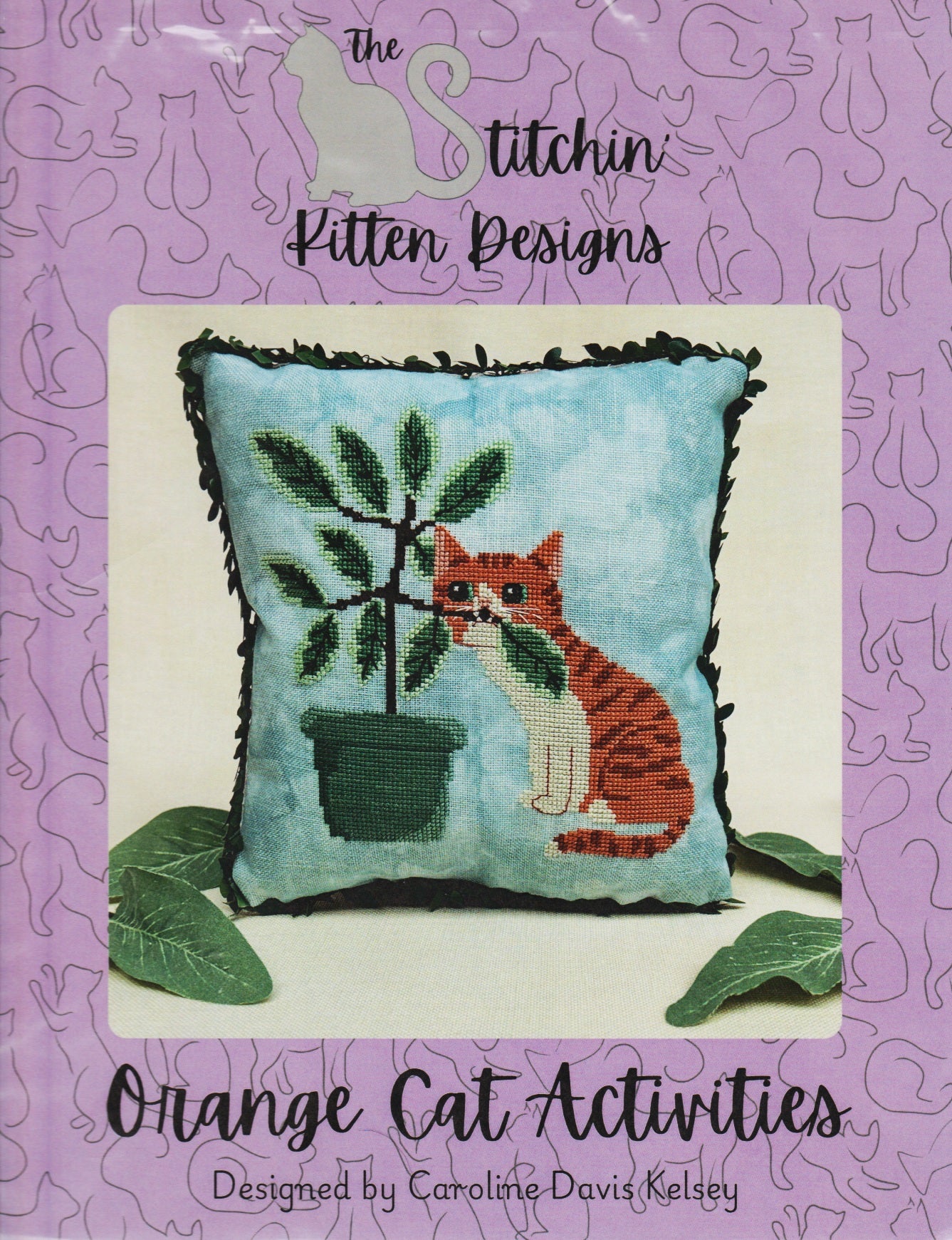 Stitchin Kitten Orange Cat Activities cross stitch pattern