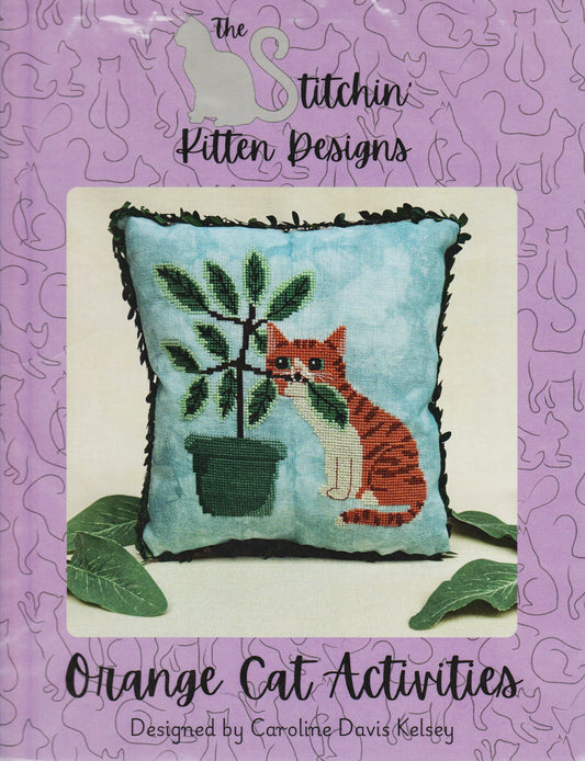 Stitchin Kitten Orange Cat Activities cross stitch pattern