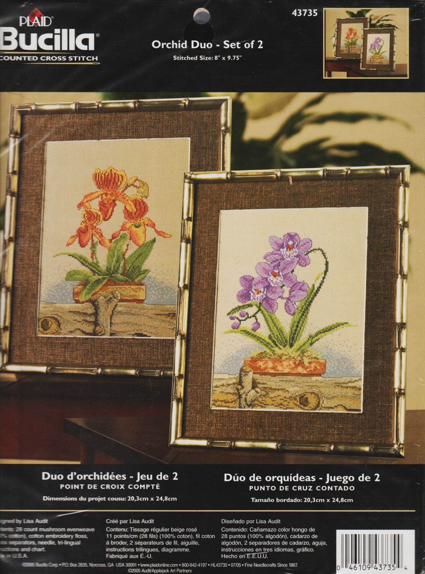 Bucilla Orchid Duo 43735 flowers cross stitch kit