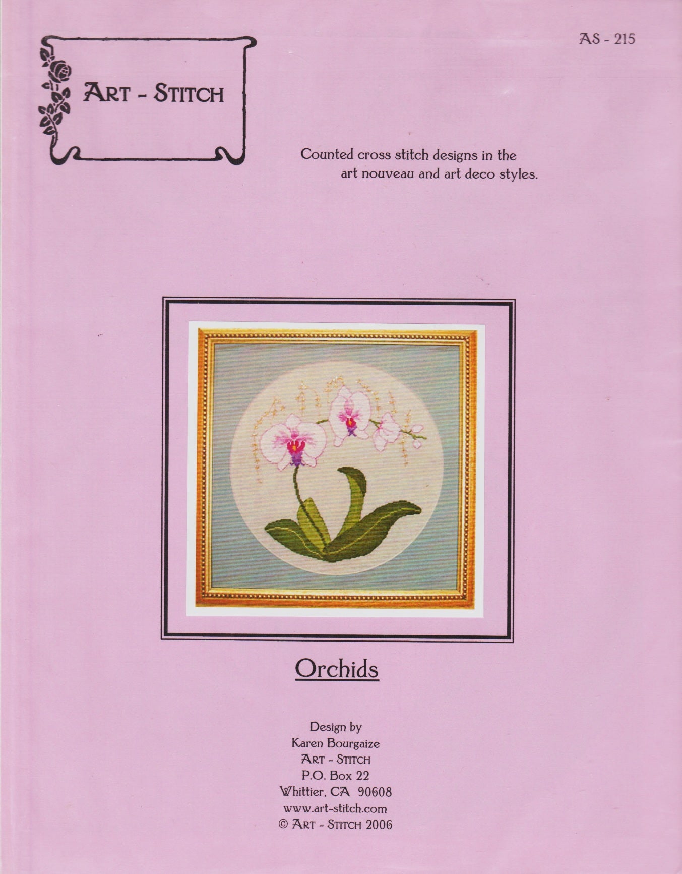 Art-Stitch Orchids art nouveau flower AS-215 cross stitch pattern